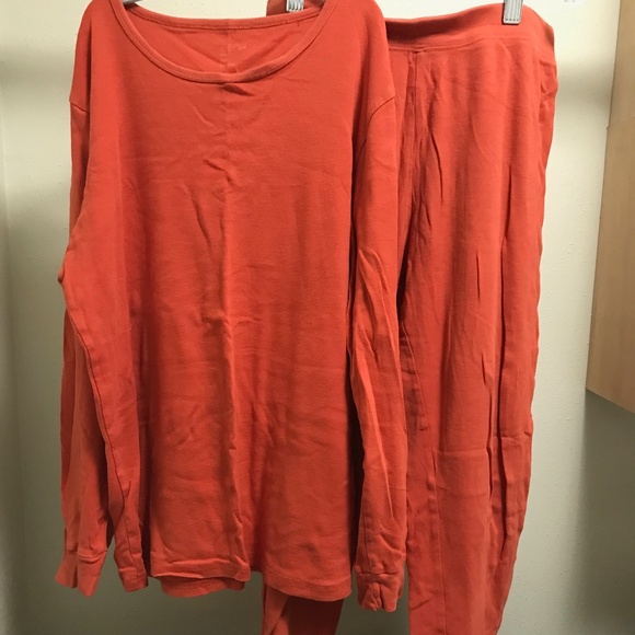 Leveret Pumpkin Orange Mens Small PJs - Picture 2 of 4